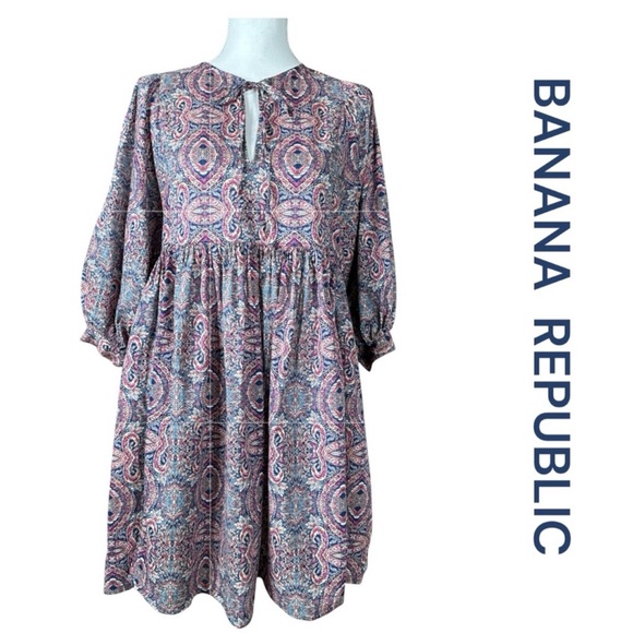 BANANA REPUBLIC Paisley Print Mini Dress, Size M. - Picture 1 of 8